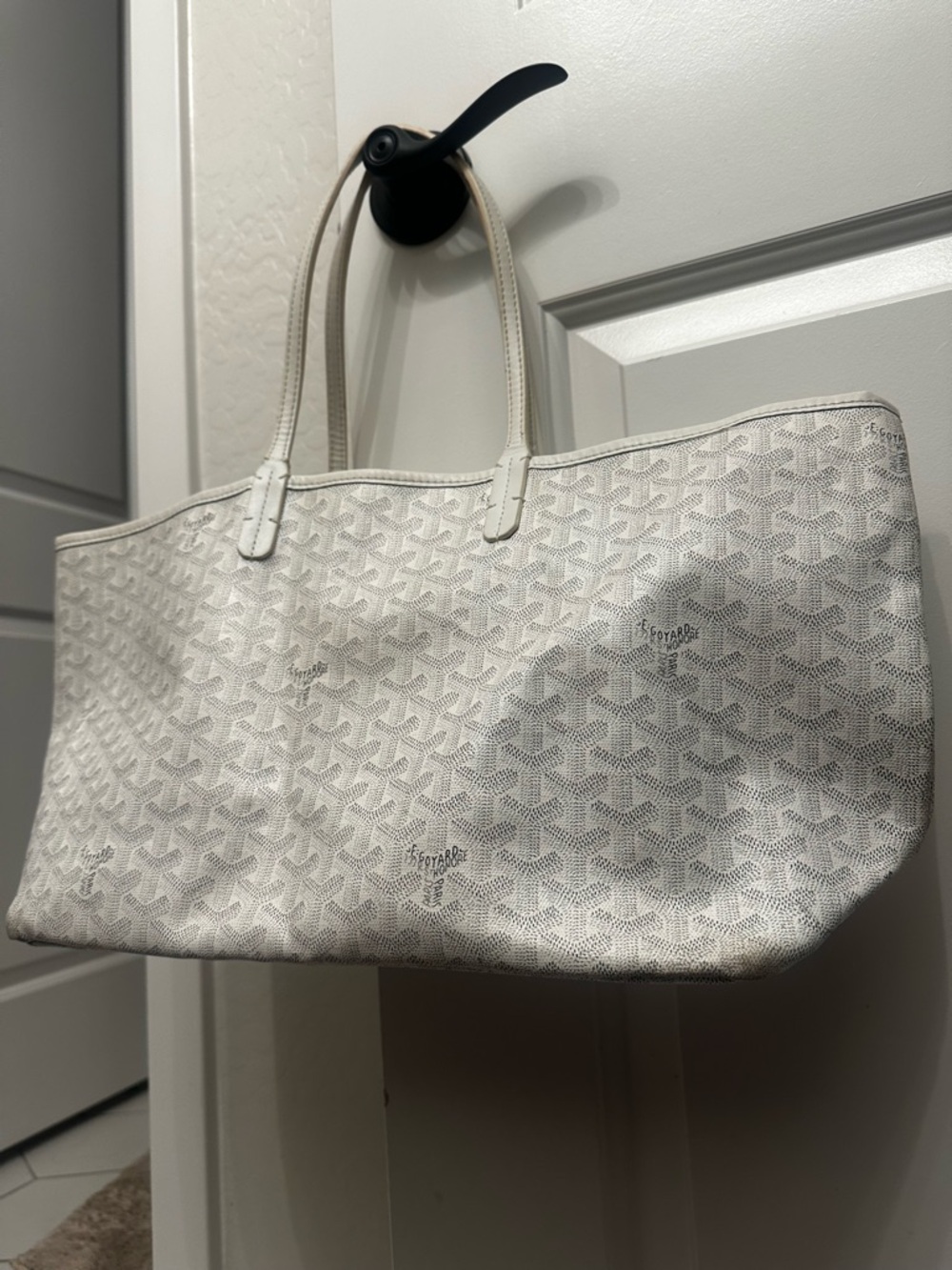 Goyard White Goyardine Coated Canvas St. Louis Tote - Picture 4 of 8
